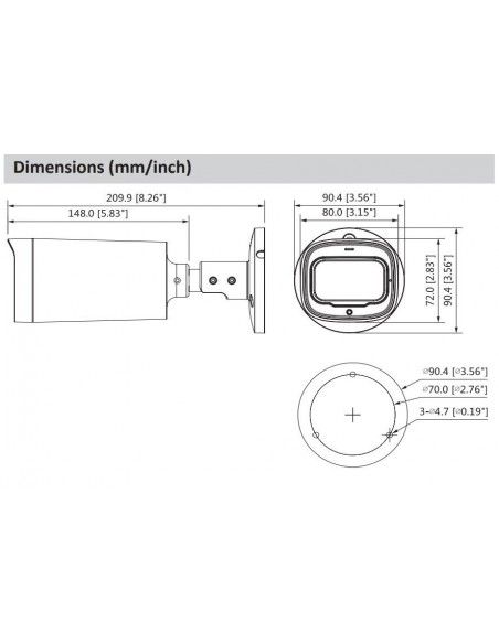 Dimensiones DH-HAC-HFW1500RN-Z-IRE6-A