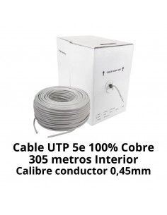 Cable UTP Cat 5e 100% Cobre 305m Interior Calibre 0,45mm 2
